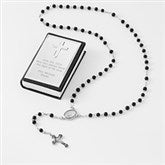 First Communion Black Rosary and Engraved Keepsake Box - 41828