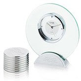 Engraved Round Clock and Paperweight Set for Co-Worker - 41860