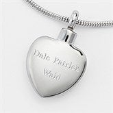 Engraved Memorial Heart Urn Necklace for Her - 41933