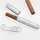 Engraved Retirement Silver Cigar Case and Cutter Set - 41944