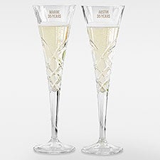 5 Year Anniversary Champagne Flutes Etched Personalized