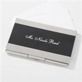 Engraved Black & Silver Business Card Case for Her - 42256