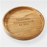 Engraved Housewarming Acacia Wood Round Serving Tray - 42387