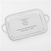 Mariposa String of Pearls Engraved Wedding Message Handled Serving Tray - 42406