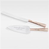 Engraved Wedding Rose Gold Cake Knife and Server Set - 42510