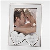 Engraved Wedding Message Double Hearts Silver Picture Frame - 42888