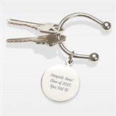 Engraved Graduation Message Silver-Plated Keychain - 43197