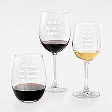 Engraved Message Wine Glass for Housewarming - 43265