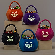 Jack-o-Lantern Personalized Halloween Pumpkin Treat Bags - Glow-In-The-Dark - 43326