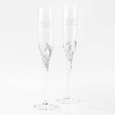 Engraved Athena Jeweled Wedding Flute Set - 43995