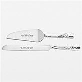 Engraved Double Rings Engagement Cake Server Set - 44179