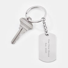 Engraved Nickel Dog Tag Keychain - 45916