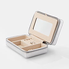 Engraved Rectangle Jewelry Box and Travel Case in Silver      - 45939
