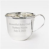 Engraved Silver Beaded Baby Cup - 46075