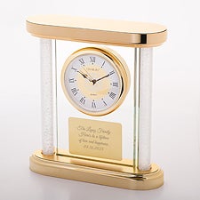 Engraved Gold Glass and Column Clock - 46302