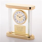 Engraved Gold Glass and Column Clock - 46302