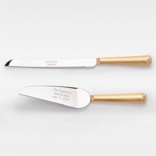 Engraved Gold Princess Wedding Cake Server Set  - 46321