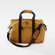 Embroidered Waxed Canvas Weekender Duffle Bag in Saffron - 47146
