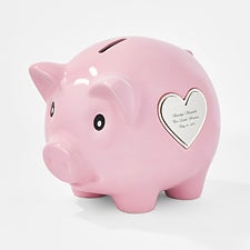 Engraved Ceramic Piggy Bank in Pink   - 47549