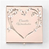 Engraved Rose Gold Heart & Vines Compact   - 47716