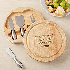 Write Your Own Personalized Round Cheese Board & Tool Set - 48355