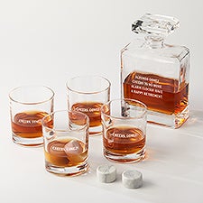 Etched Godinger Chateau Decanter and Glass 9 Piece Set   - 48549