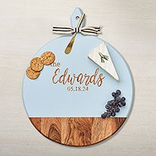 Personalized Acacia Blue Round Board with Handle - 48612D