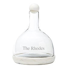  Engraved White Marble & Glass Wine Carafe  - 49138