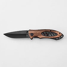 Engraved Gunmetal and Wood Pocket Knife - 49324