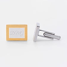Engraved Rectangle Silver/Gold Tone Cufflinks  - 49919