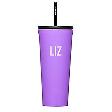 Engraved Corkcicle Monogram 24oz Cold Cup with Straw in Varsity Purple    - 50233