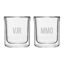 Etched Corkcicle Monogram Double Walled Rocks Glass Set    - 50254