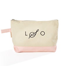 Embroidered Metallic Cosmetic Bag in Rose Gold - 50390