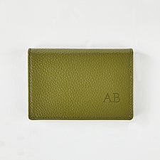 Debossed Stanford Card Case in Forest Green     - 50430