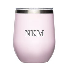 Engraved Corkcicle Monogram 12oz Stemless Tumbler in Powder Pink - 50585