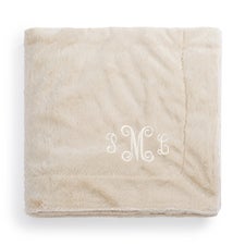 Embroidered Lush Throw Blanket in Buttermilk  - 50684