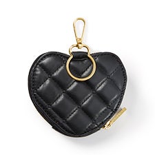 Quilted Heart Coin Purse in Black - 50713