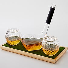 Etched Golf Decanter and Glass Whiskey Set    - 51010