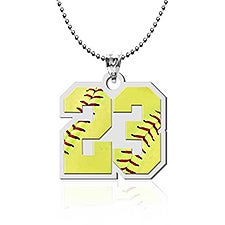 Personalized Softball Number Pendant  - 51212D