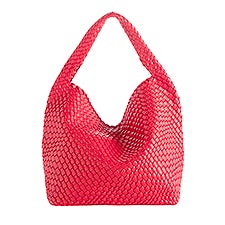 Woven Leather Hobo Bag in Red - 51216