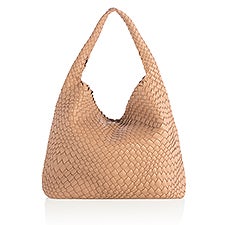 Woven Leather Hobo Bag in Almond - 51217