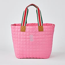 Embroidered Shiraleah Quilted Large Travel Tote in Pink - 51222