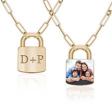 Personalized Initial & Photo Padlock Necklace - 51230D