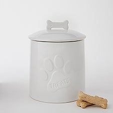 White Ceramic Dog Bone Treat Jar      - 51232