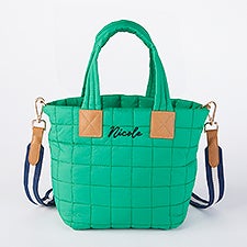 Embroidered Shiraleah Quilted Mini Tote in Green - 51301