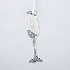 Engraved Silver Sparkling Champagne Flute Metal Ornament   - 51317