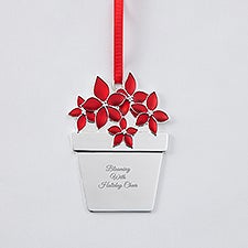 Engraved Poinsettia Enamel & Metal Ornament   - 51326