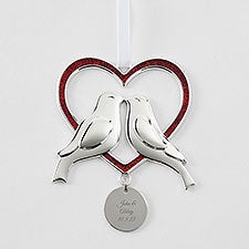 Engraved Love Birds Heart Ornament    - 51329