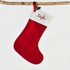 Embroidered Classic Velvet 21" Stocking in Burgundy    - 51334