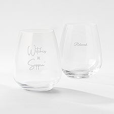 Engraved Witches Sippin' Atelier Stemless Wine Glass   - 51612